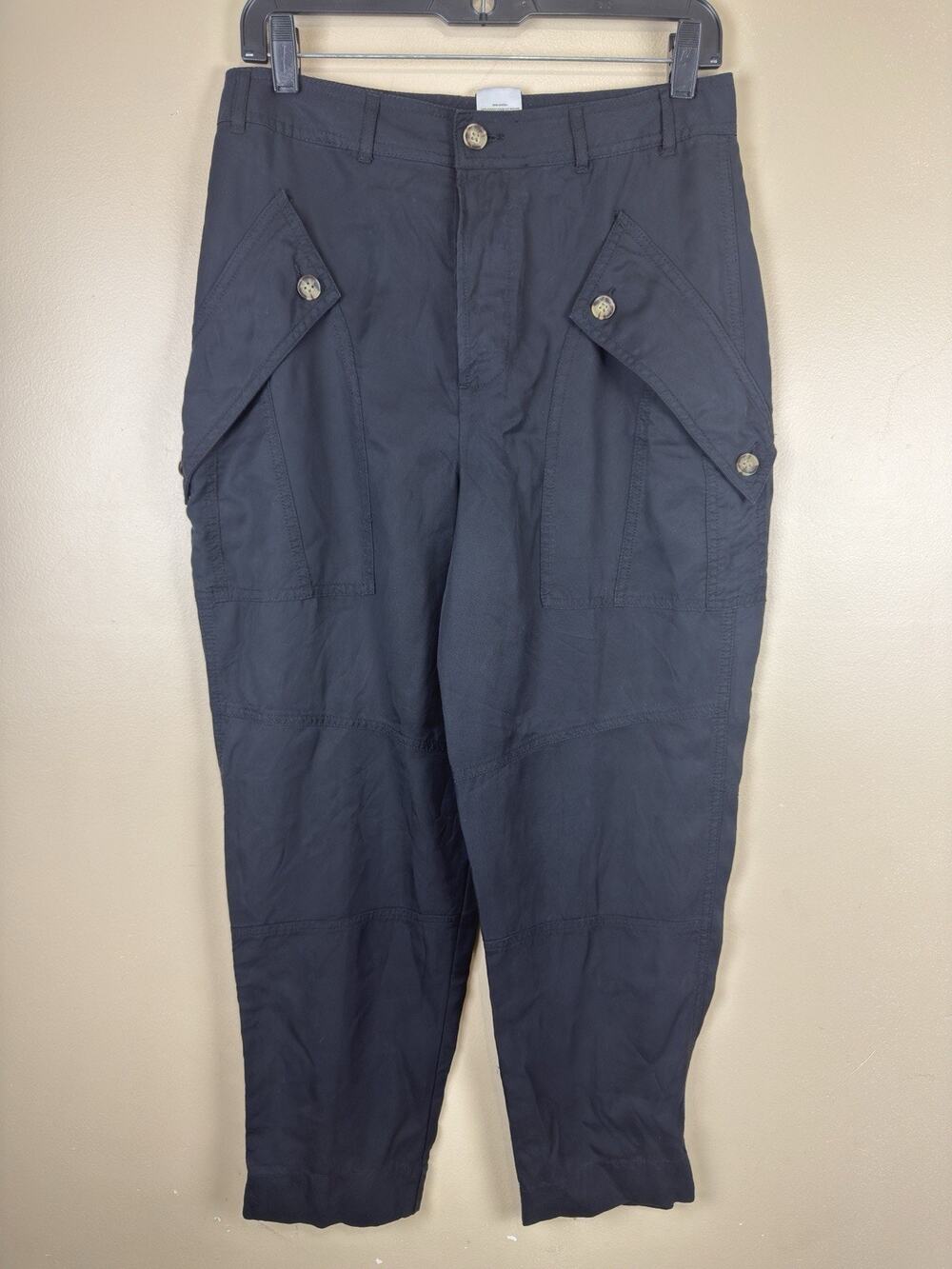 NWT Express Womens Black High Rise Flap Pocket Cargo Utility Pants Size 8